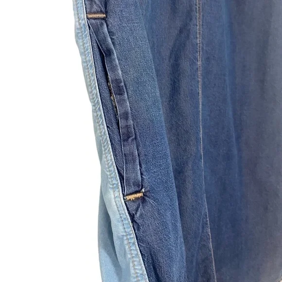 Melissa McCarthy Seven7 Colorblock Chambray Denim Shift Pocket Blue Dress Size S - Picture 3 of 8